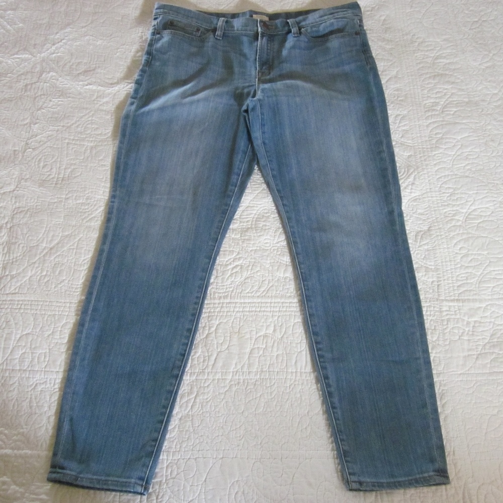J. Crew Jeans 31 Blue Midrise Skinny Distressed
